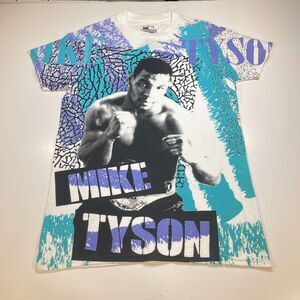 VINTAGE MIKE TYSON All Over Print Boxing Hall Of Fame Fighter T SHIRT Sz Mens S